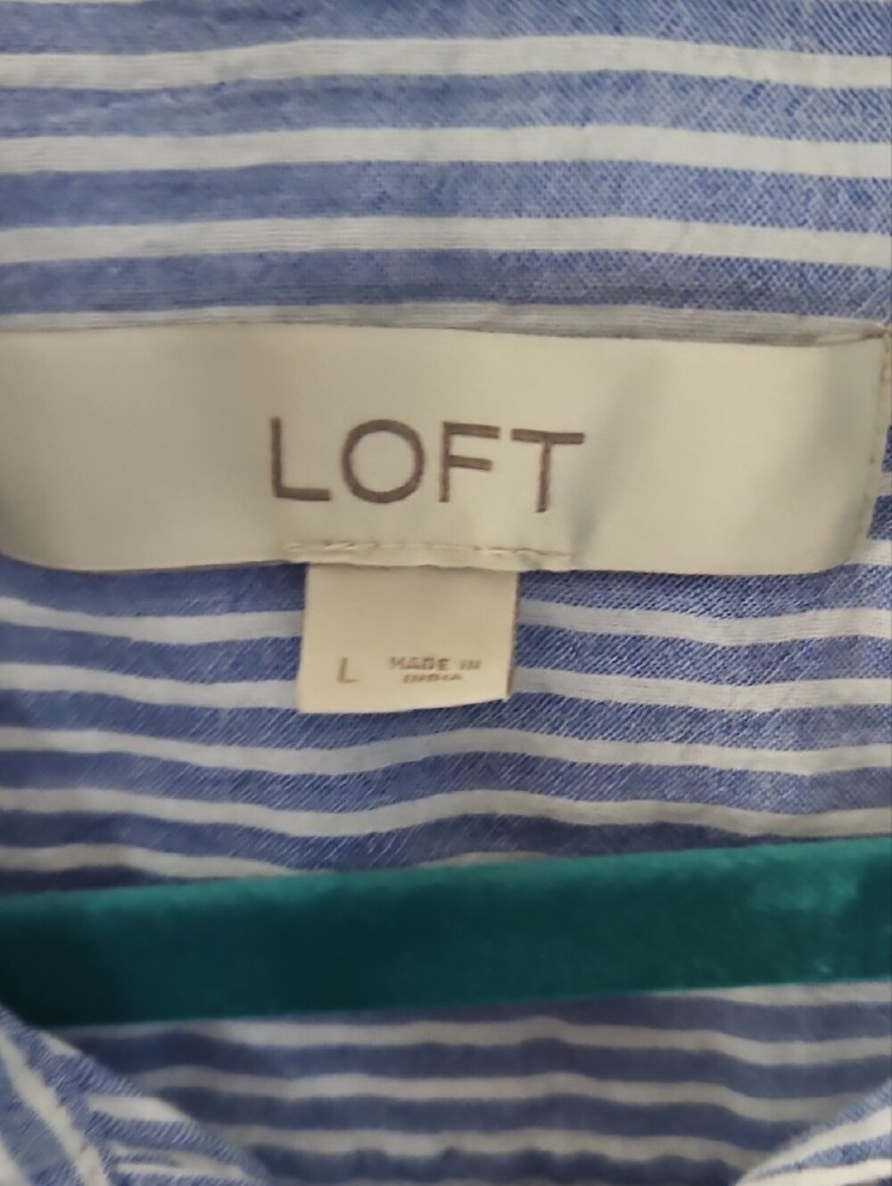 LOFT Blue and White Striped Button-Down Shirt - Picture 2 of 3